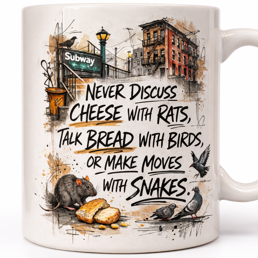 Funny quote coffee mug Never Discuss Cheese With Rats Talk Bread With Birds Or Make Moves With Snakes