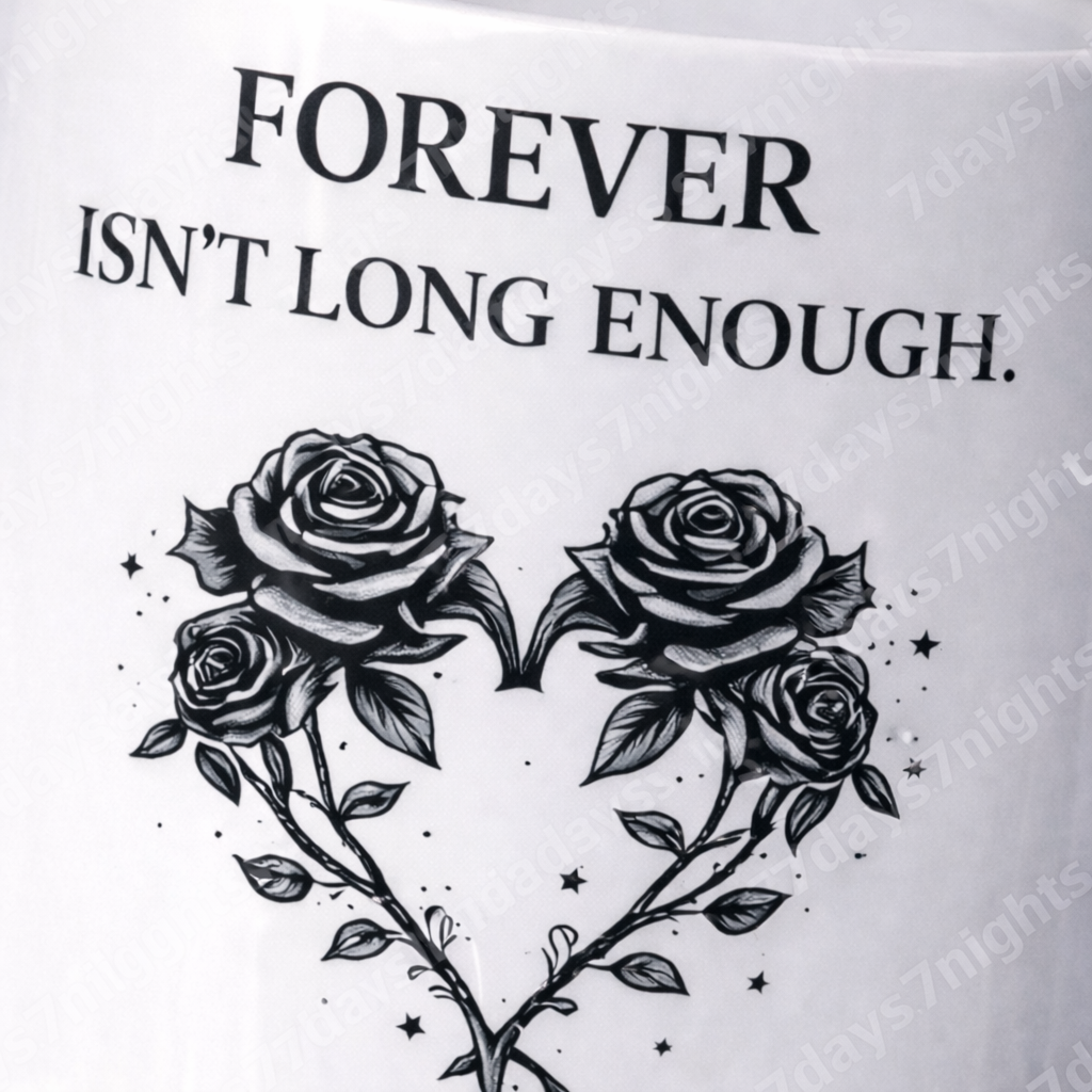 Close-up rose heart design Forever Isn’t Long Enough mug